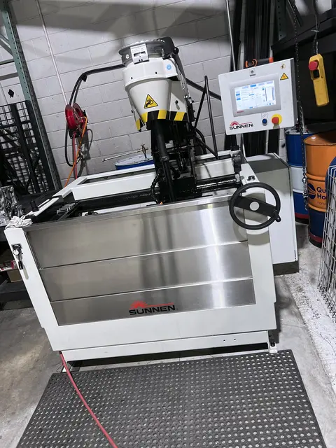 Sunnen #SV15CD, vertical hone, 3/4"-8" bore diameter range, 9" stroke, 90-350 RPM, 80 SPM, 35" carriage