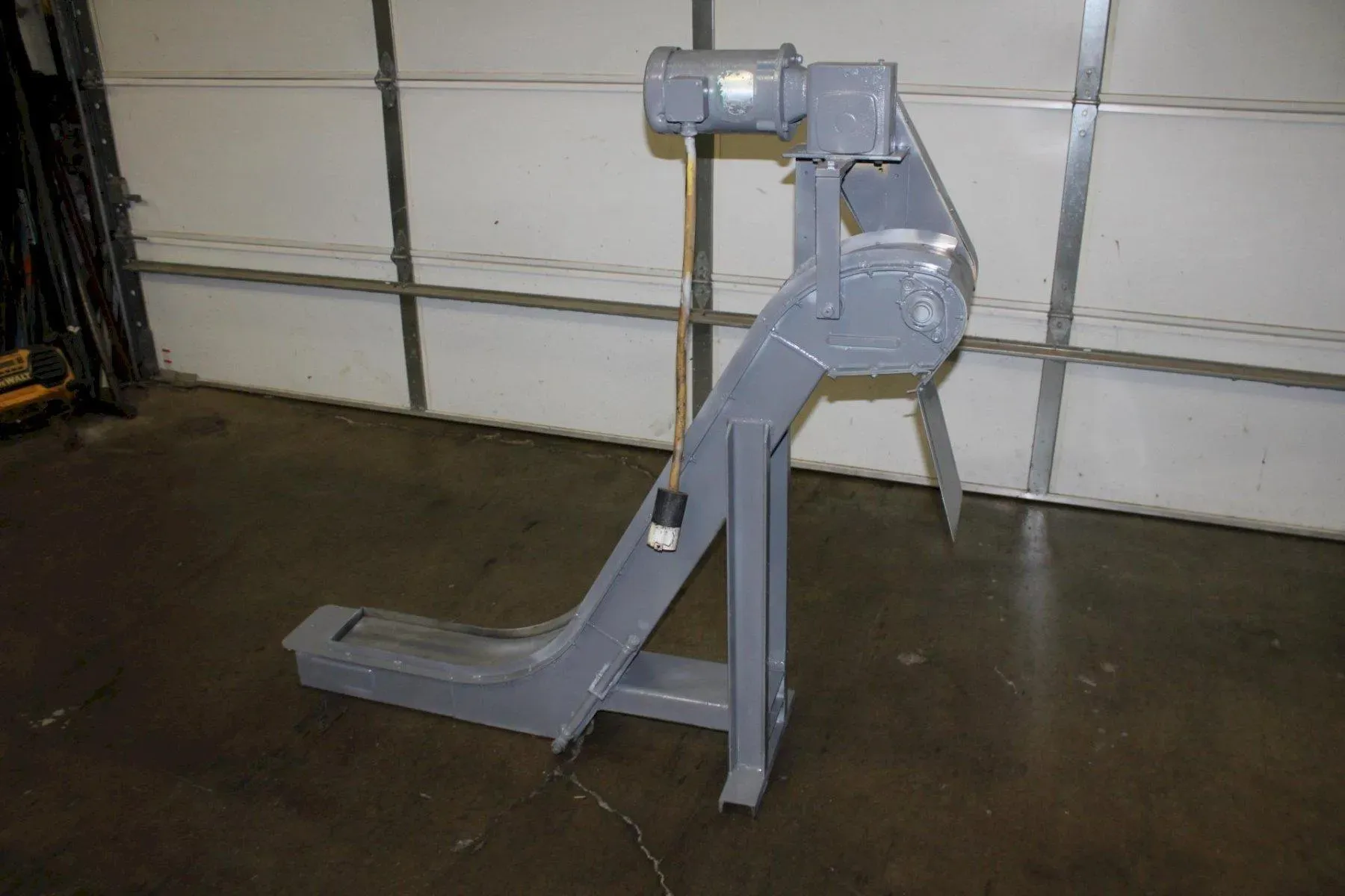 6" wide x 60" long Livonia #B-11, Magnetics Scrap Conveyor, 22" base leg, 10" discharge, 46" discharge height