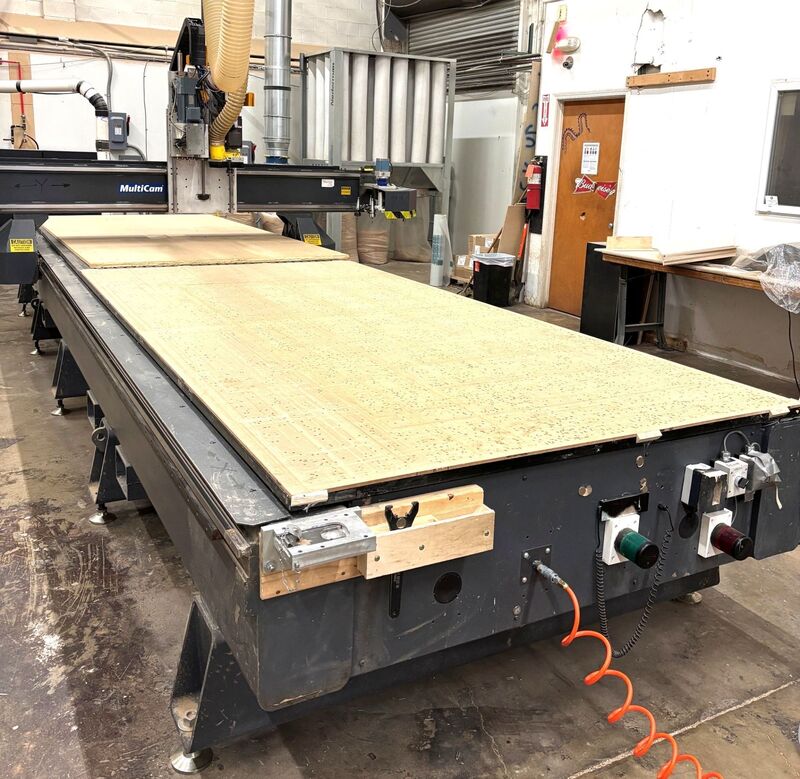 MultiCam #5000-Series, CNC Router, 5' x 20' table, 12-station tool changer, 10 HP, 24,000 RPM Columbo