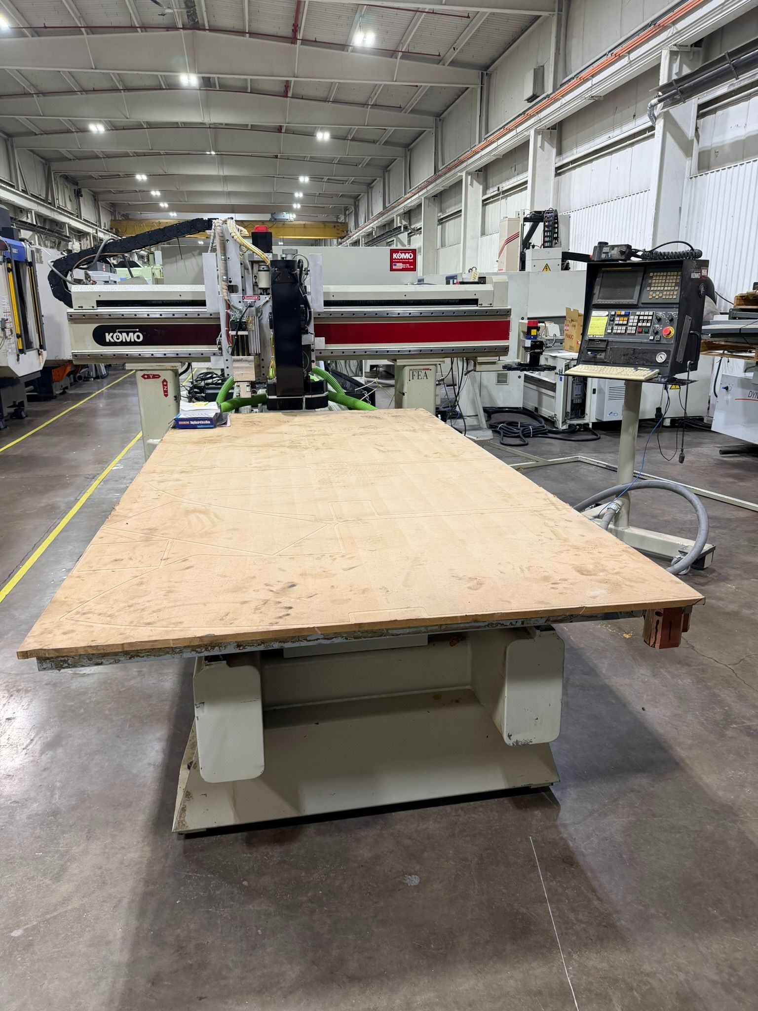 Komo #VR510, Mach One 3-Axis CNC Router, 134" X, 84" Y, 8" Z, 120" x 60" table, 10-station tool changer