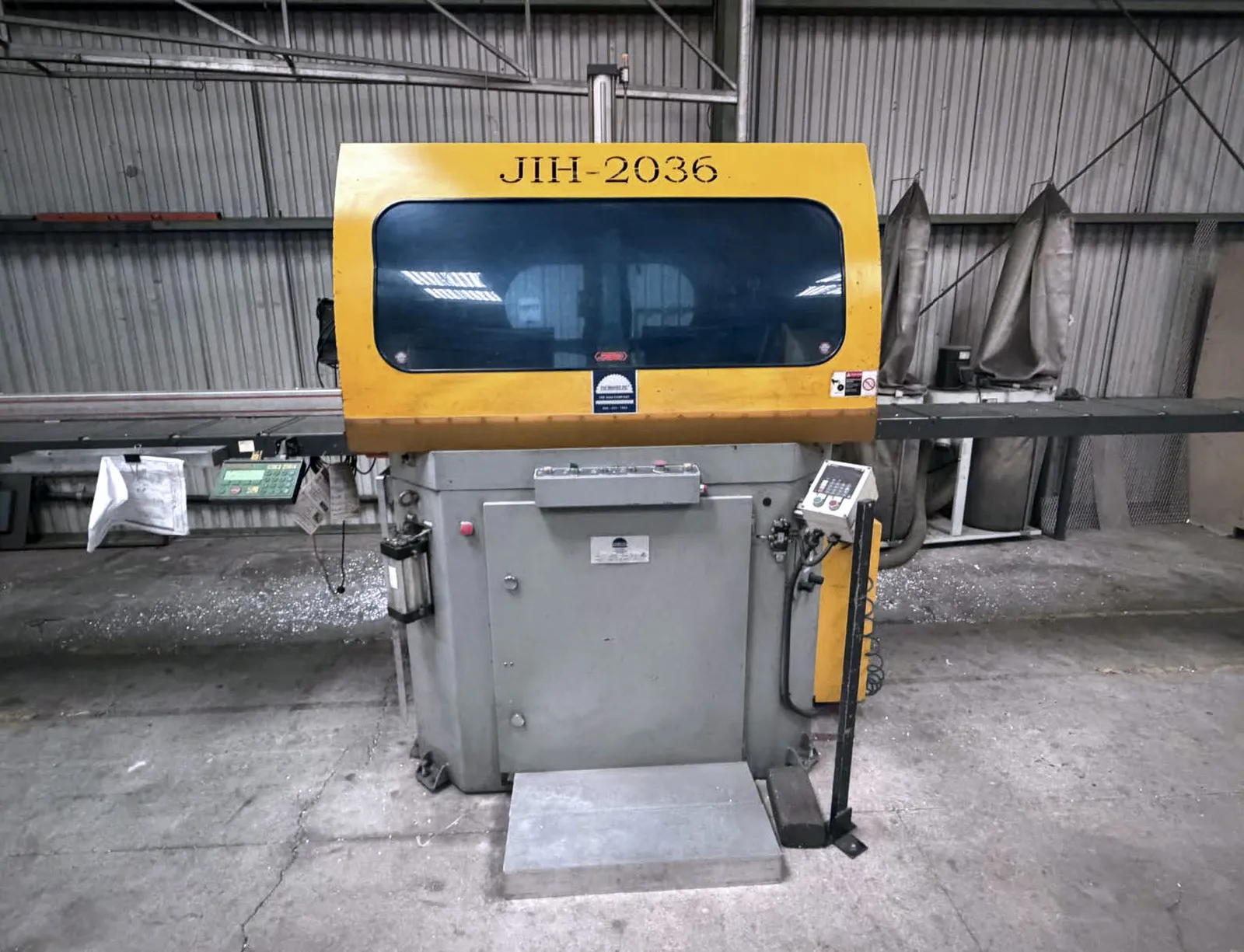 36" Pat Mooney #PMI-2036, automatic upcut miter saw, 12" x 20" capacity, 1200 RPM, 10 HP, 60&deg; L/R head