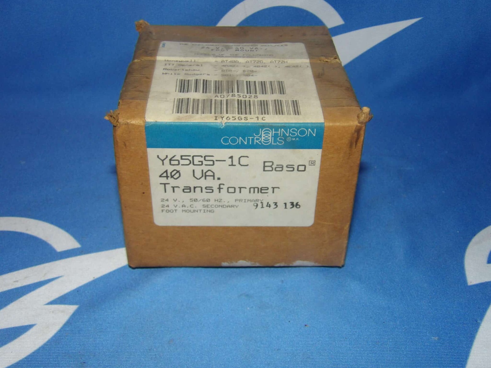 40 VA, Johnson Controls #Y65GS-1C, Baso Transformer, 50/60 Hz., new