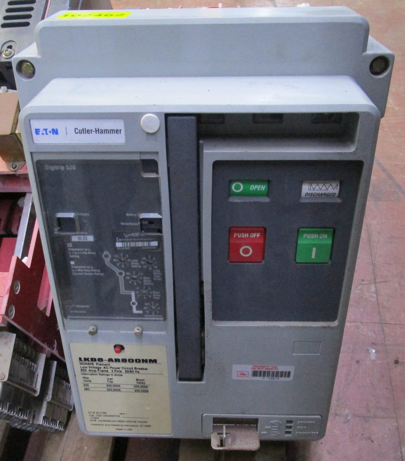 800 Amps, Eaton #MDN608/MDR6083LEA, magnum ds low voltage ac power, 3-pole, 600 Volts, drawout