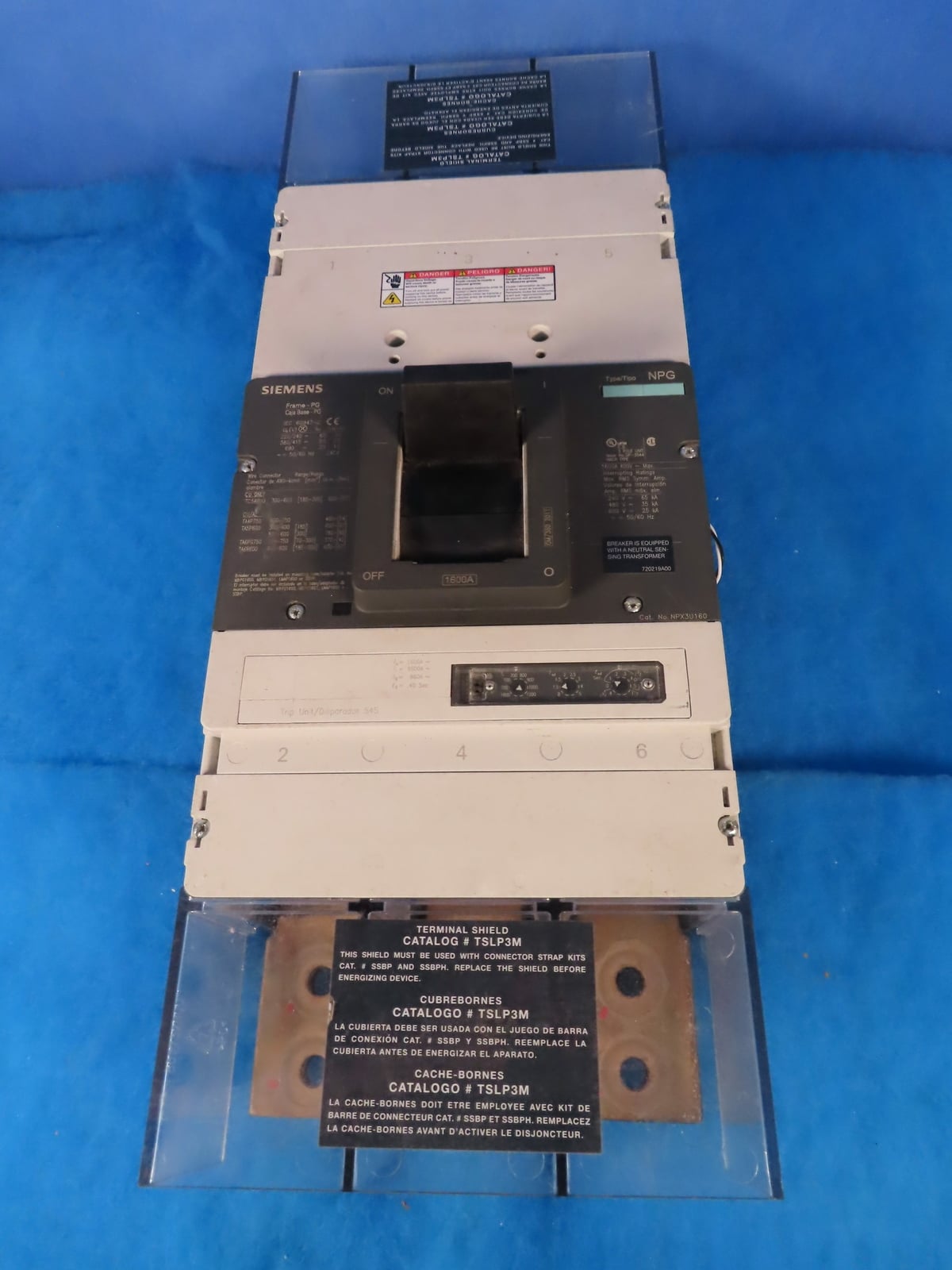 1600 Amps, Siemens #NPX3U160, Circuit Breaker, 3-pole, 600 Volts, w/ trip unit