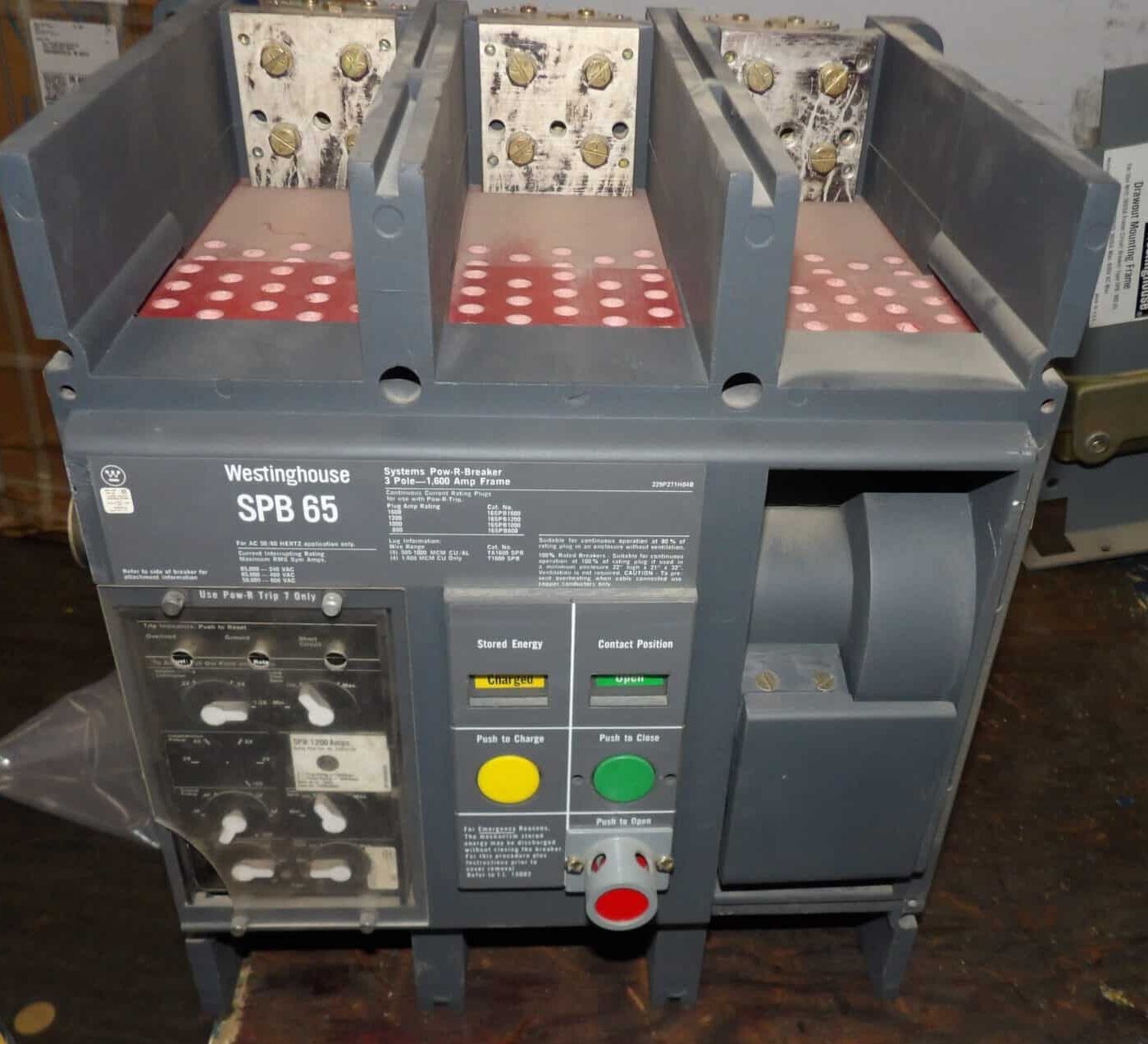 1600 Amps, Westinghouse #SPB65, Circuit Breaker, 3-pole, 600 Volts, w/ 16SPBDOS mounting frame, test panel