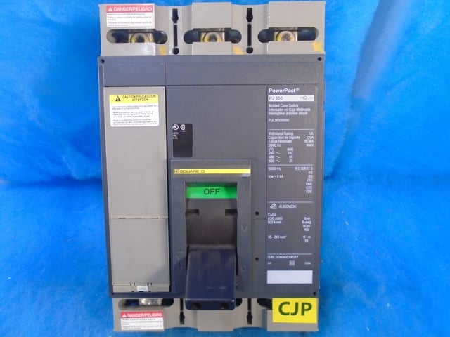 600 Amps, Square D #PJL36000S60, PowerPact PJ600 Circuit Breaker, 3-pole, 600 Volts