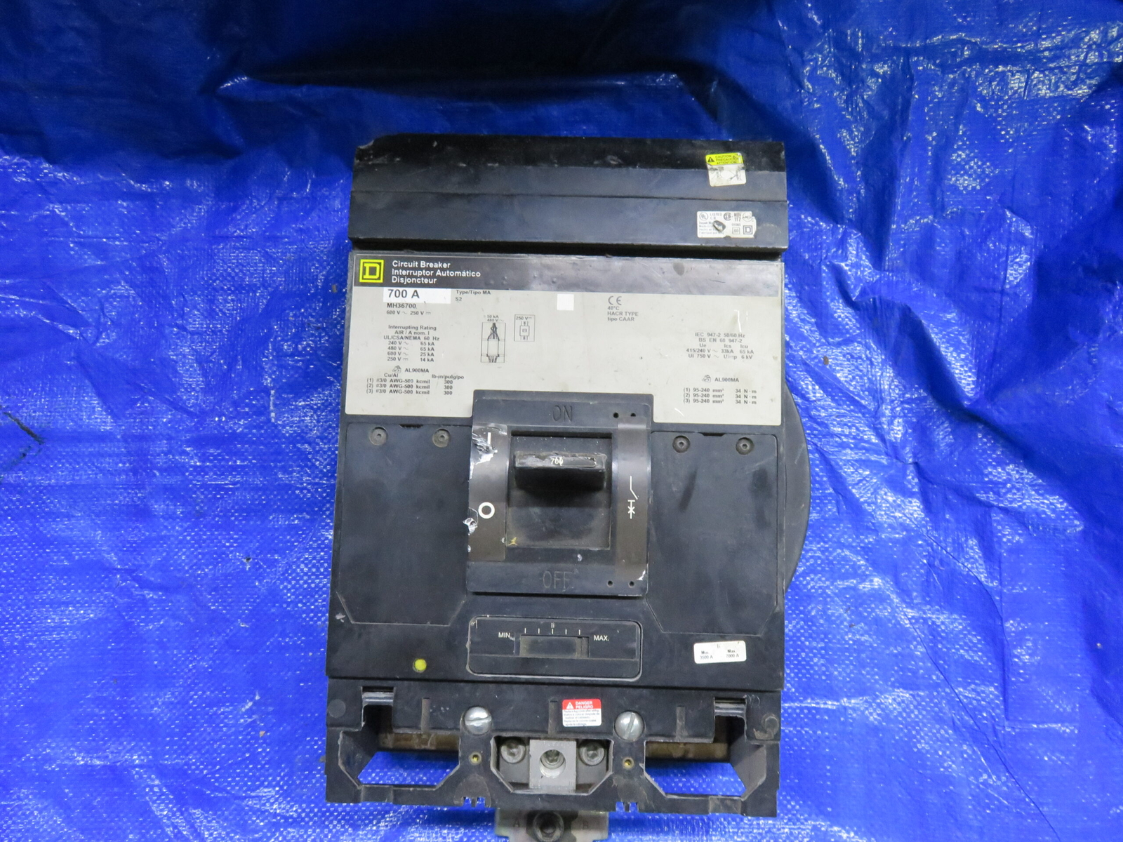700 Amps, Square D #MH36700, I-Line Circuit Breaker, 3-pole, 600 Volts, AS IS
