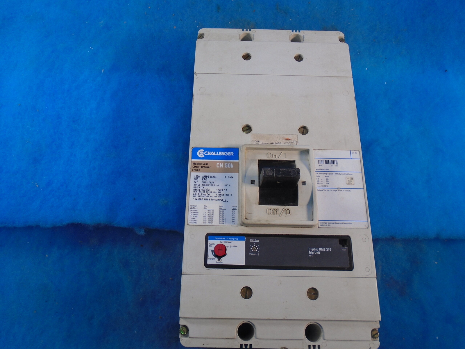 1200 Amps, Cutler-Hammer #CN312T33W, Challenger Circuit Breaker, 600 Volts, w/ trip unit