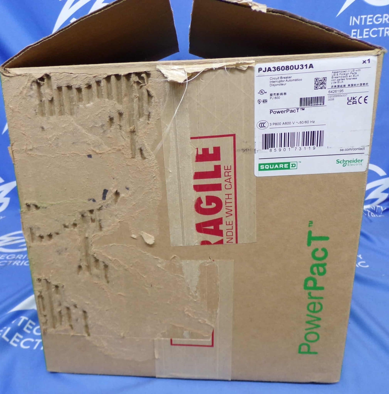 800 Amps, Square D #PJA36080U31A, PowerPact P Circuit Breaker, 3-pole, 600 Volts, Micrologic 3.0 electronic
