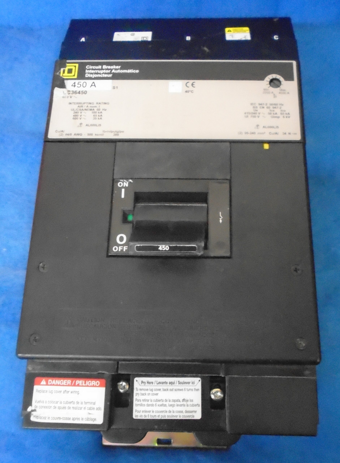 450 Amps, Square D #LC36450, I-Line Circuit Breaker, 3-pole, 600 Volts