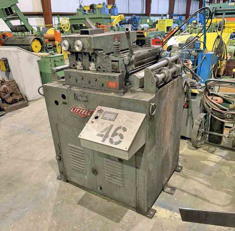 18" x .093" Littell #418HVS-5PD, straightener, 2 over 3 straightener rolls, 3.125" diameter rolls, entry