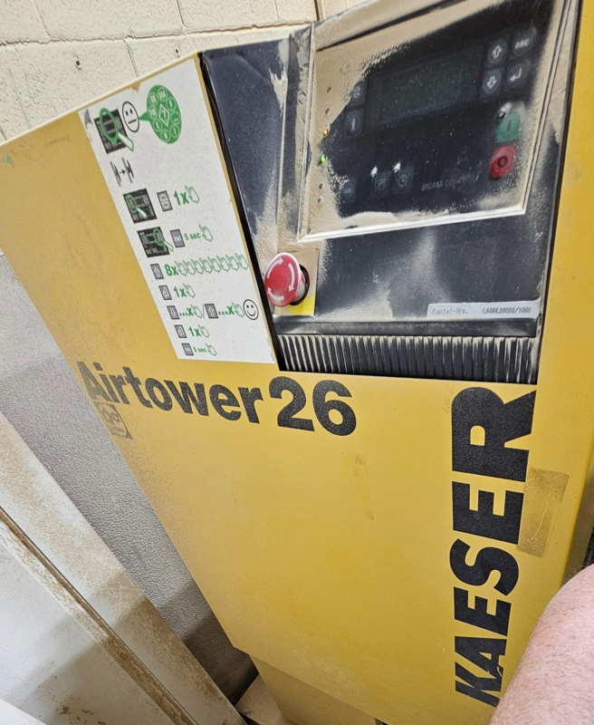 90-92 cfm, 145 psi, Kaeser #TU-26, Airtower Rotary Screw Air Compressor w/ Integrated Refrigerated Dryer, 20