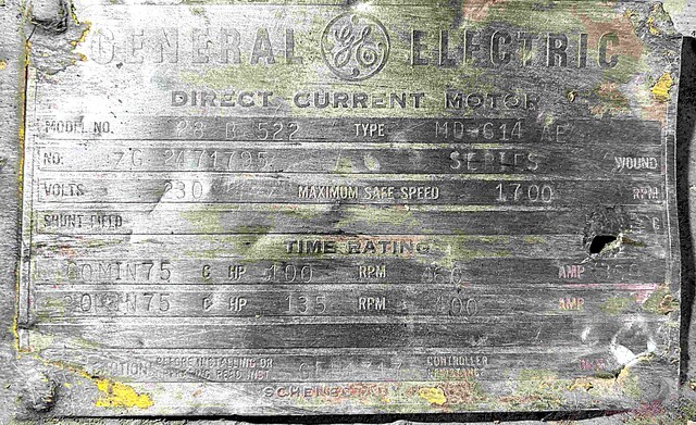 100/135 HP 485/450 RPM General Electric, Frame MD614, TENV, Series, 230 Volts, DC Crane and Mill Motor