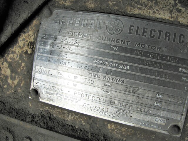 275 HP 390 RPM General Electric, Frame MD620, BV, Shunt, 230 Volts, DC Crane and Mill Motor