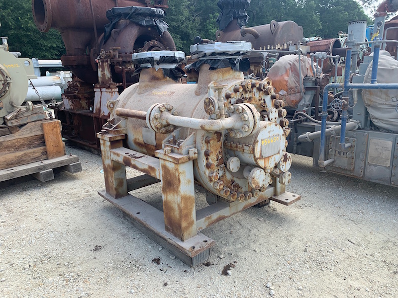 714 ACFM, Elliott #25MB7, centrifugal gas compressor, 660/910 PSIA, 7 stage, 1100 HP, 10800 RPM, motor