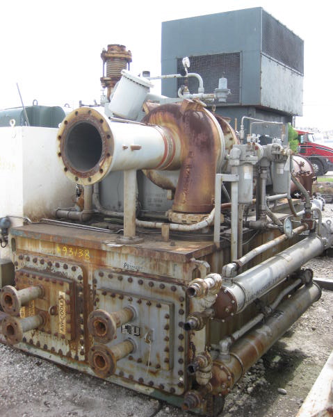 4877 cfm, 120 psig, Elliott #B1, centrifugal air compressor, 1250 HP, 3576 RPM, motor driven, 1991