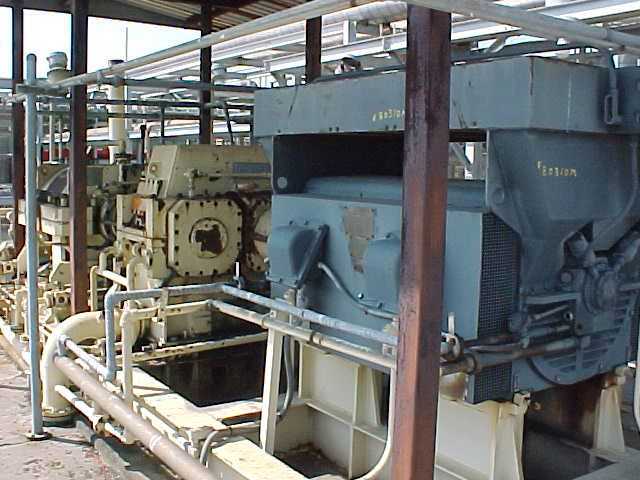 4527 ACFM, DeLaval #8CK/22, centrifugal gas compressor, CO2 service, 19/230 PSIA, 1608 HP, 12550 RPM, motor