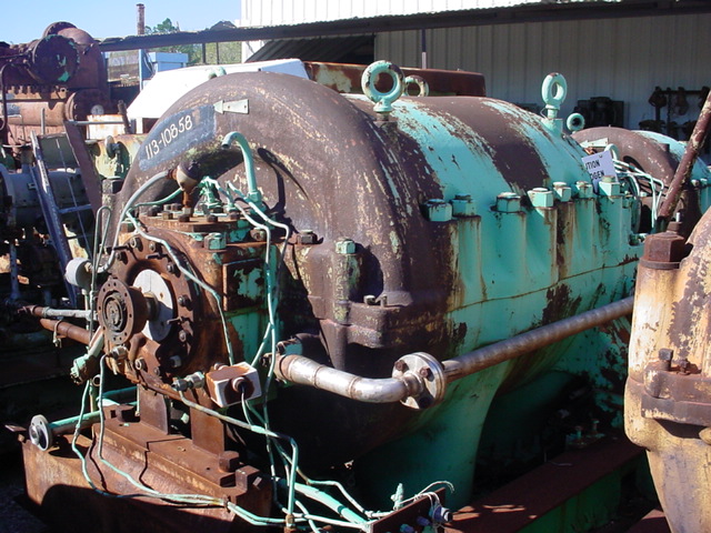 7020 ACFM, Clark #3MX8-5, centrifugal gas compressor, oxygen service, 16/92 PSIA, 1309 HP, 8660 RPM, turbine