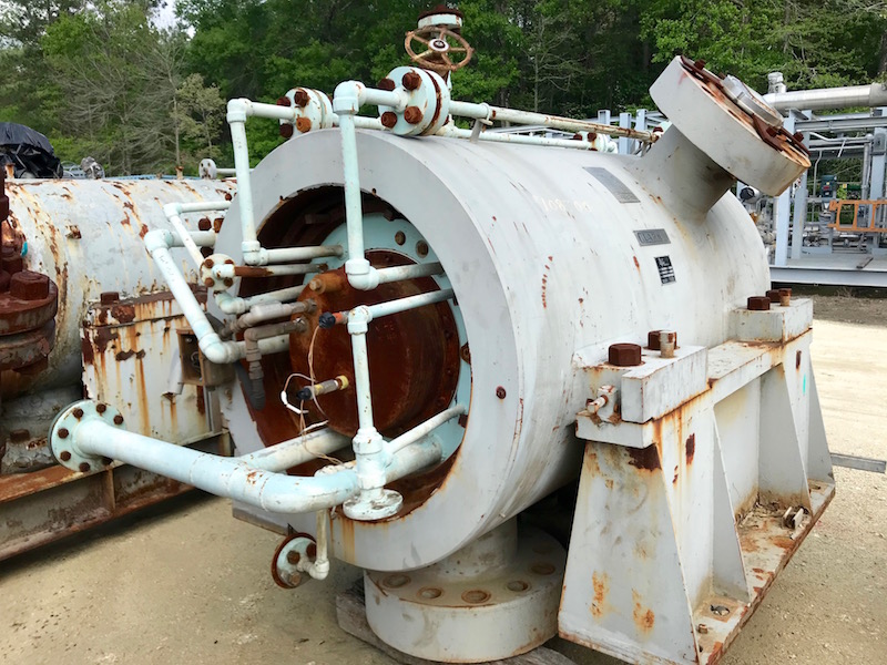 643 ACFM, Clark #2BF8-6, centrifugal gas compressor, syn gas service, 1752/2600 PSIA, 6 stage, 6494 HP, 10278