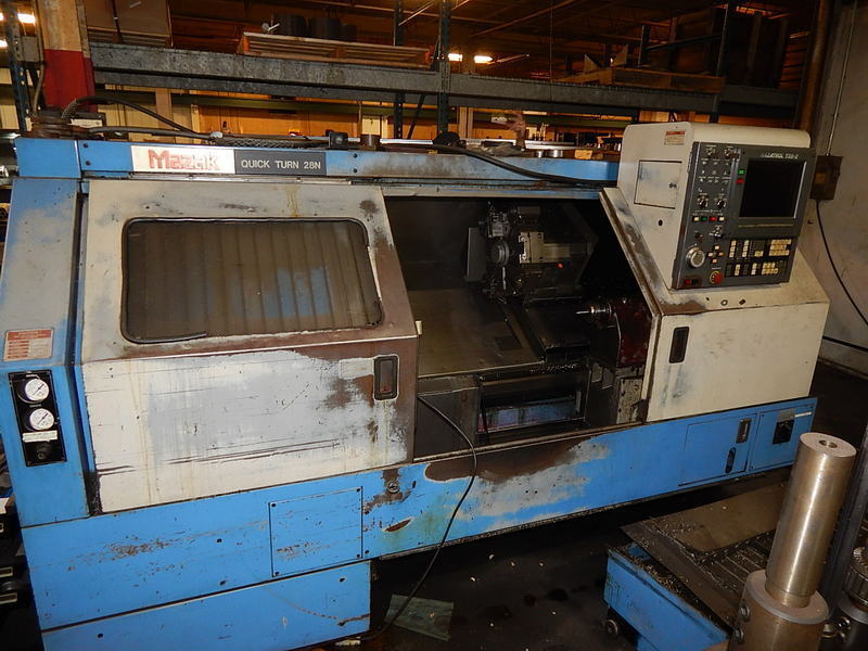 Mazak #Quick-Turn-28N, CNC Lathe, 20" swing, 39.76" machining length, 12.5" turning diameter, 10" chuck, 2.7"