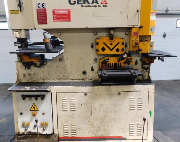 Geka #Bendicrop-60SD, hydraulic ironworker, 60 ton, 20" throat, dual cylinder, punch, notch, shear & bar