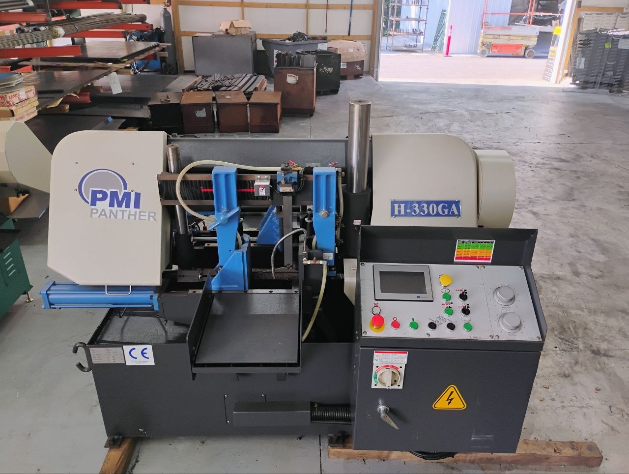 13" x 13" Pat Mooney #Panther-H-330A, automatic horizontal band saw, NC touchscreen Control, 12'10" x 1-1/4"