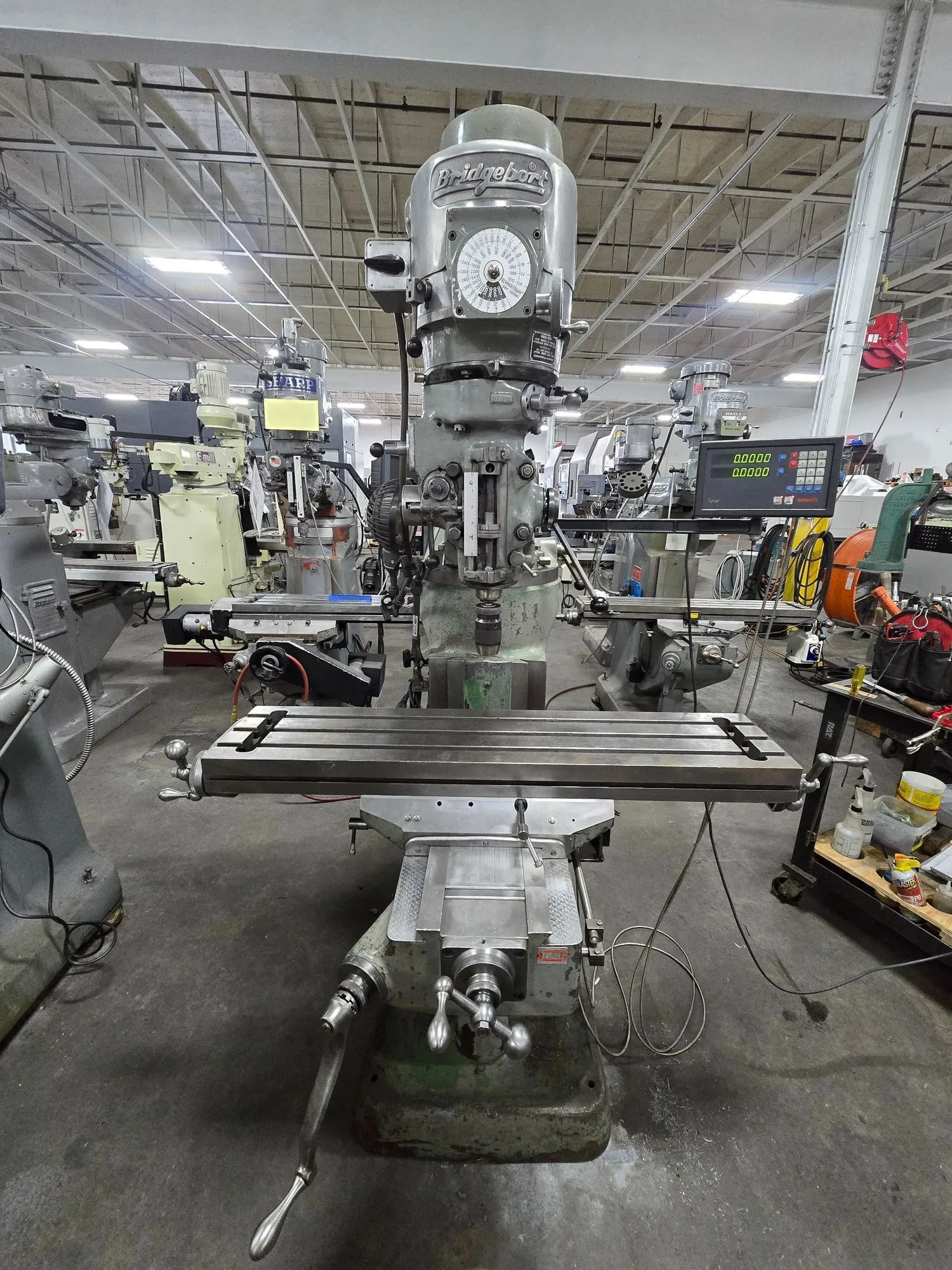 Bridgeport #Series-1, vertical milling machine, 9" x 42" table, 31" X, 12" Y, 16" Z, 1.5 HP, 500-4200 RPM