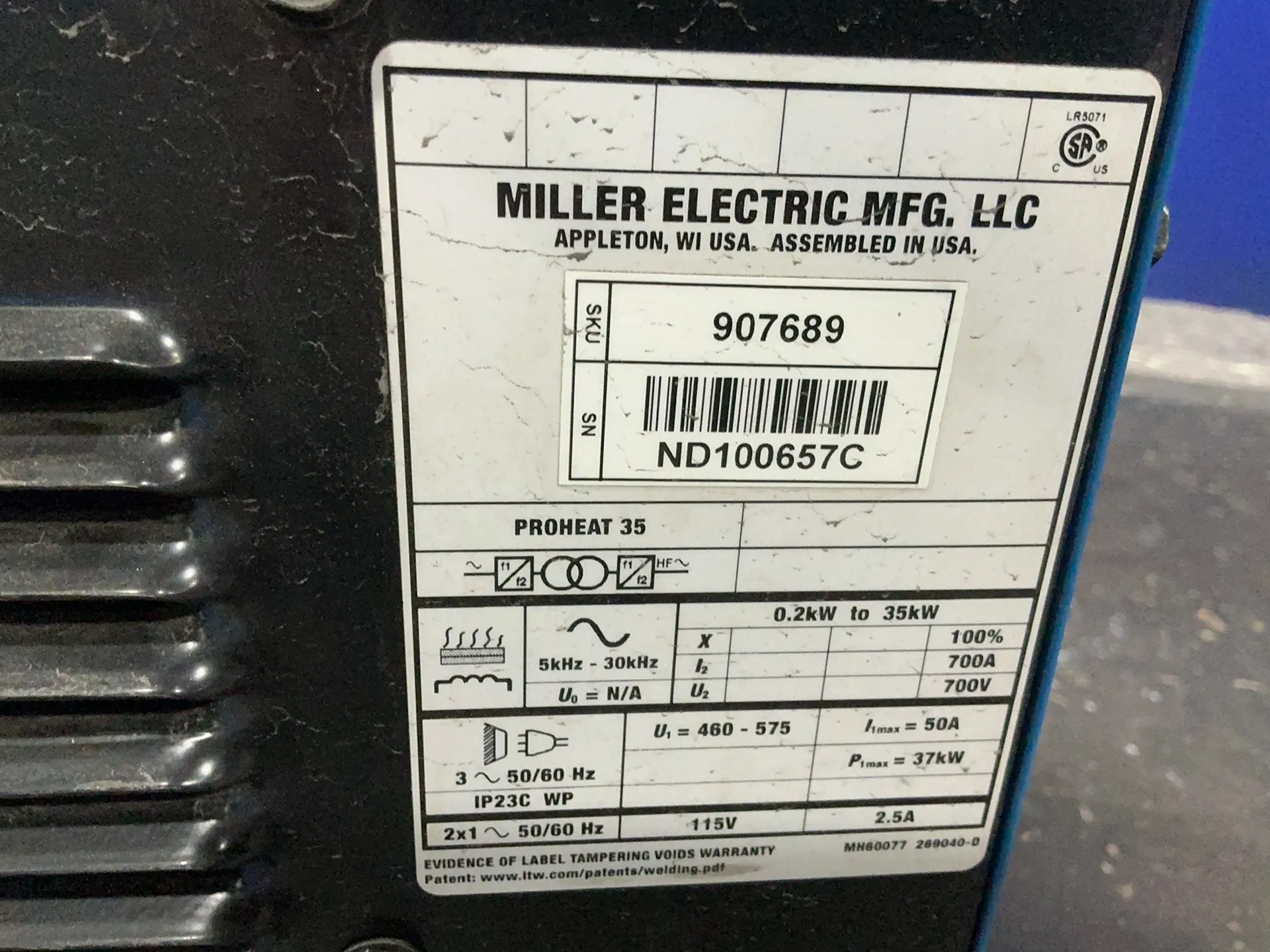 Miller #Proheat-35, Induction Heater, 50 Amps (2 available)