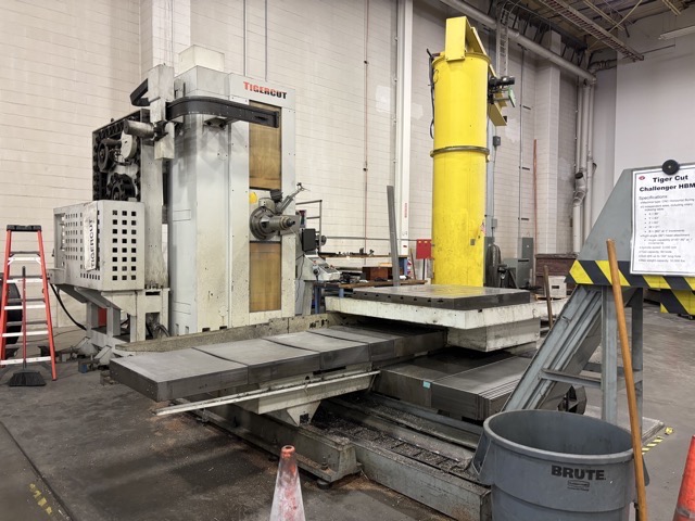 4.3" Challenger #HBM-4, CNC horizontal boring mill table type, 86.6" X, 63" Y, 63" Z, 21.65" width, 3000 RPM
