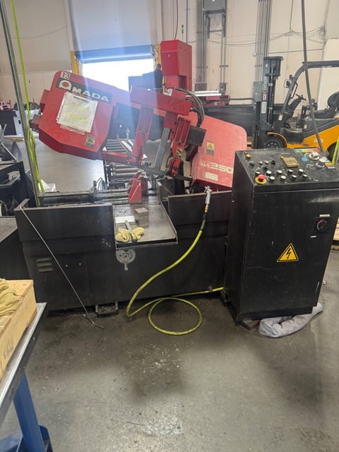 10" x 11" Amada #HA-250W, automatic horizontal band saw, 11' 6" x 1" x .037" blade, 27-250 FPM, 5 HP, 3,300