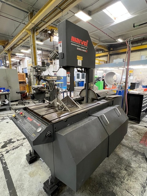 18" x 22" Marvel #Series-8-Mark-III, vertical tilt frame band saw, 184" x 1-1/4" x .042" blade, 50-450 FPM