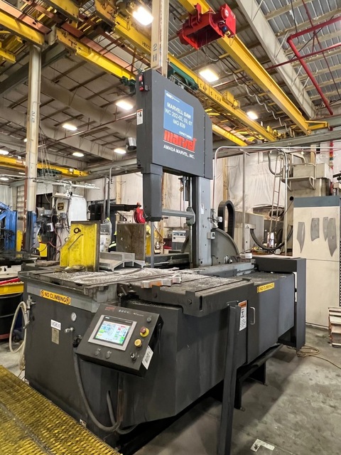 31-1/4" x 37-1/2" Amada Marvel #G800M, semi-automatic vertical tilt frame band saw, 300" x 2" x .063" blade