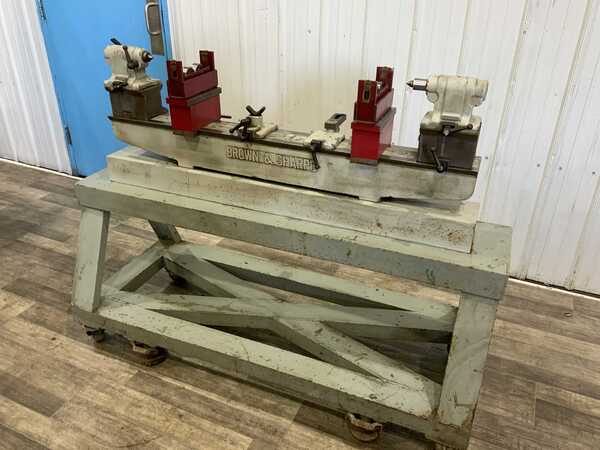 Brown & Sharpe, 8"/16" x 36" bench center, roller stand, center adjustment on both ends