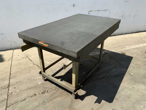 3 6" x 60" x 6" Challenge, black granite surface plate with stand