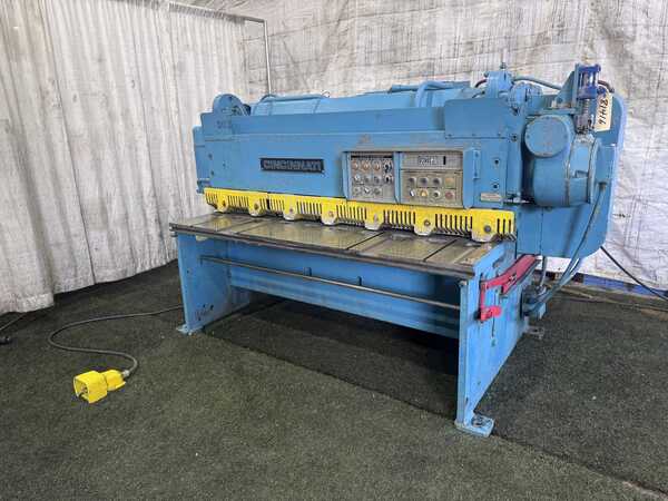 10 gauge x 6' Cincinnati #1006, Auto-Shear power squaring, 48" front operated power back gauge, 7 hold downs