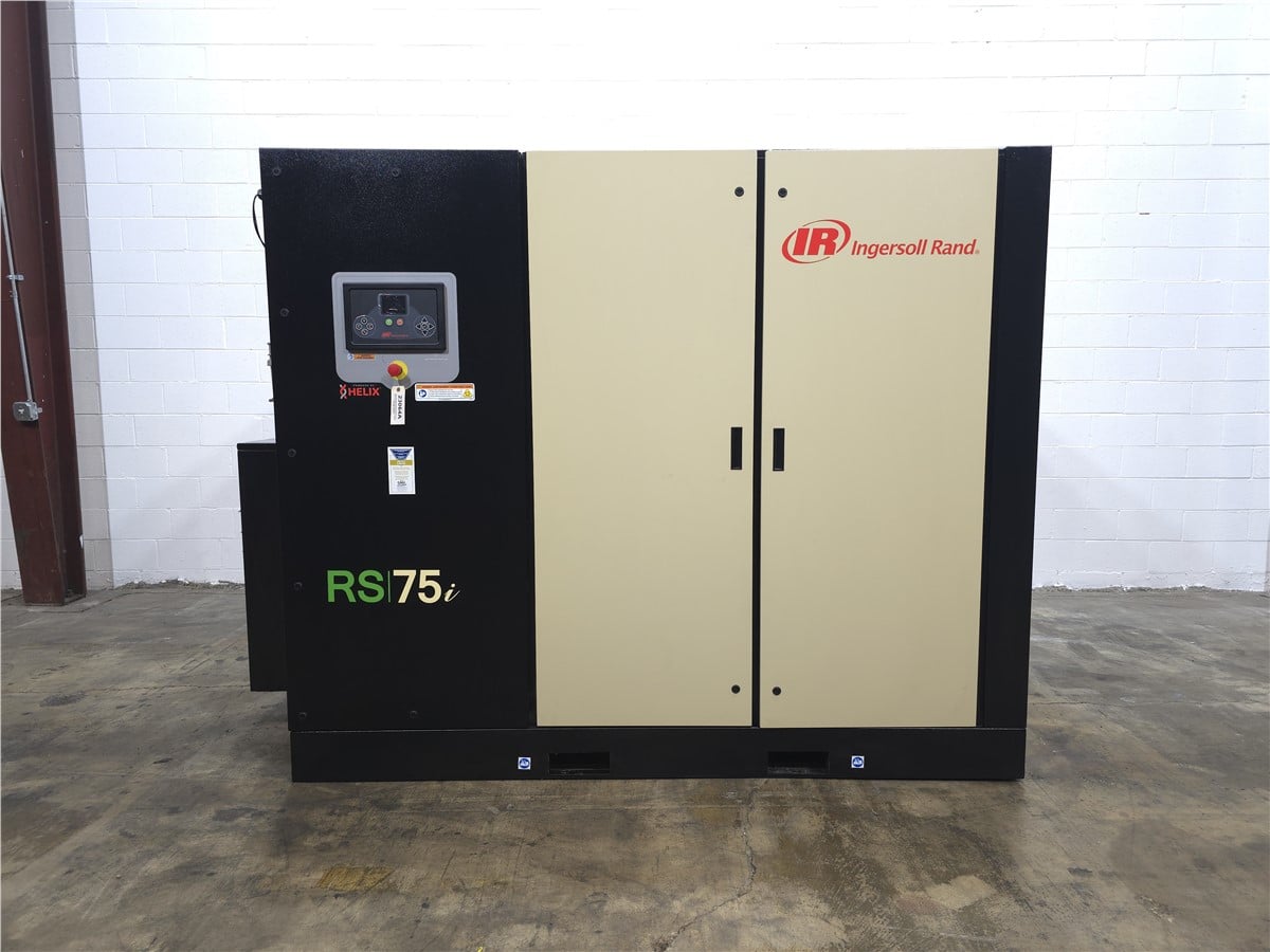 499 cfm, 125 psi, Ingersoll-Rand #RS75i-A125, rotary screw air compressor, 100 HP, 1785 RPM, 460 V., 3 Ph.