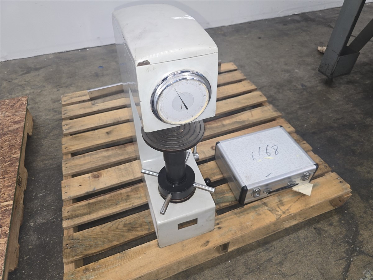 Rockwell #HR-150A, manual hardness tester, HRA/HRB/HRC scales, weight-loaded test force, analog dial