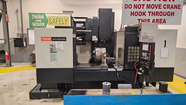 Mazak #MTV-655/60N, 4-axis CNC vertical machining center, 30 automatic tool changer, 25-6000 RPM, 25 HP