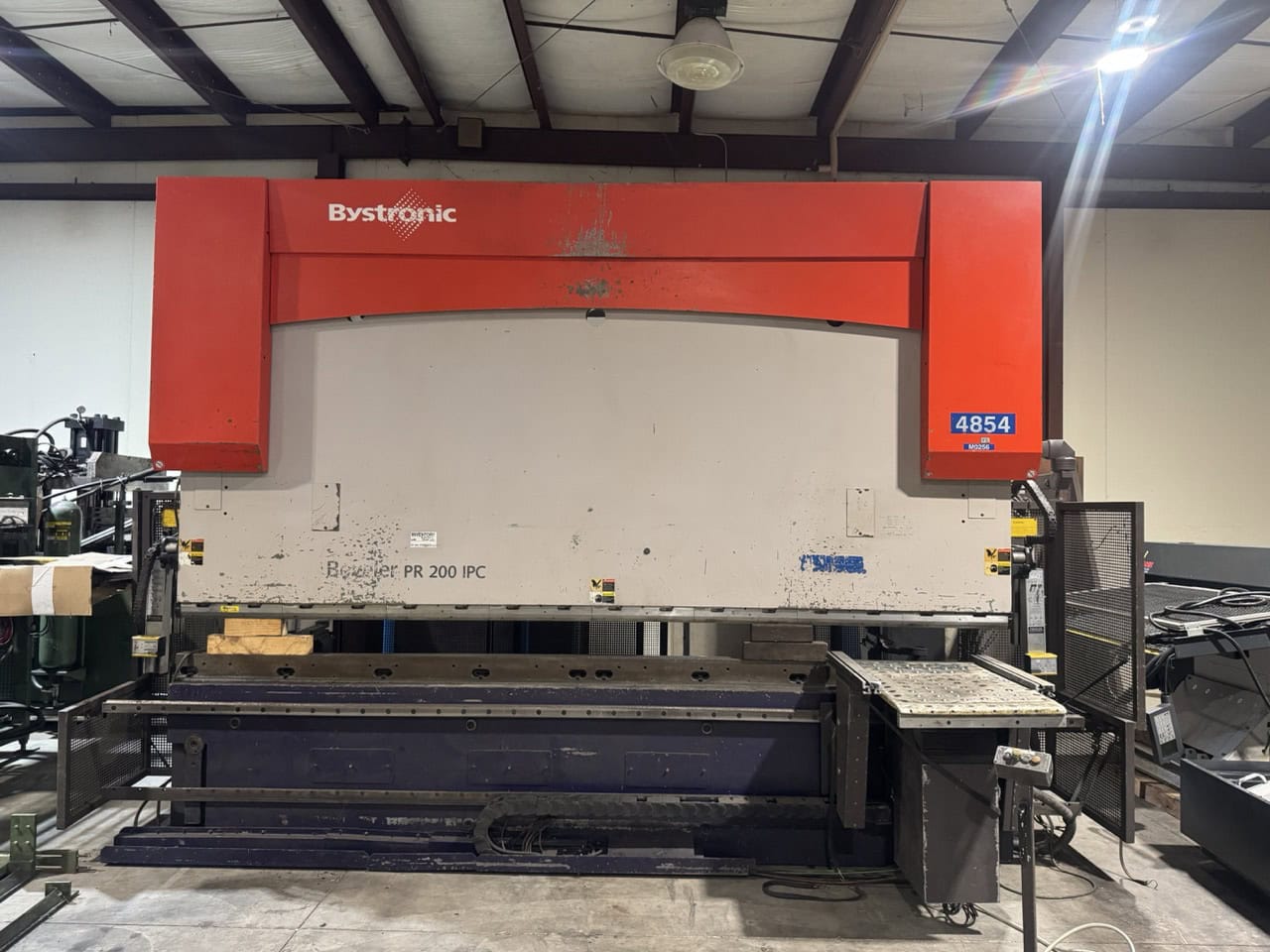 220 Ton, Bystronic #PR200x4100, CNC press brake, 161" bed, 147" between housing, 8.5" stroke, 1.7' throat