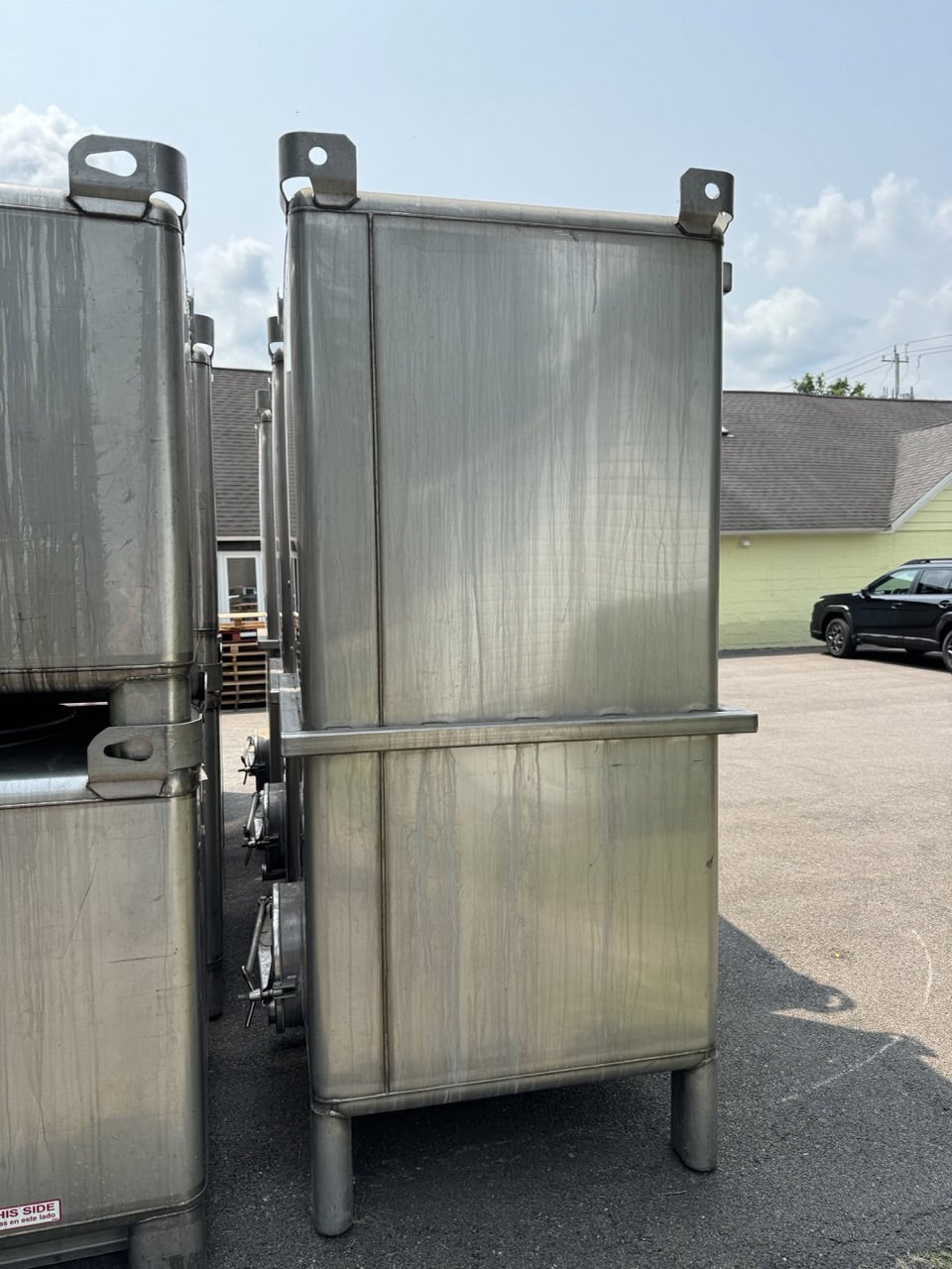 720 gallon Custom Metalcraft #TranStore, 304 Stainless Steel Jacketed Process Tank, 48" x 42" x 95" H, sloped