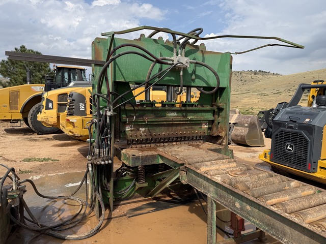 Chris Cutter #W11/1.5X1270, Stone Splitter, 300 ton, 20' roller feed table, 15 HP, hydraulic lift to rotate