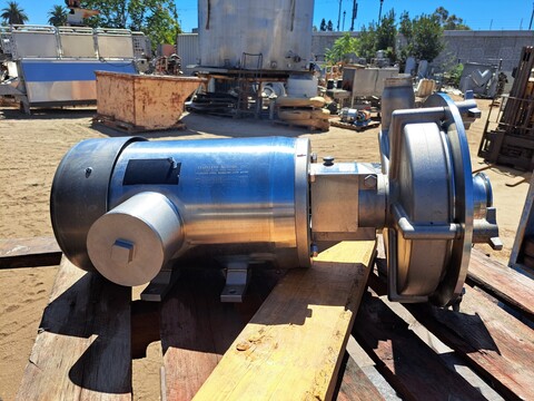 250 GPM @ 90' TDH Fristam #FPX3451-220, Centrifugal Pump, 7.5 HP, 3" inlet x 2" outlet, 208-230/460 V.