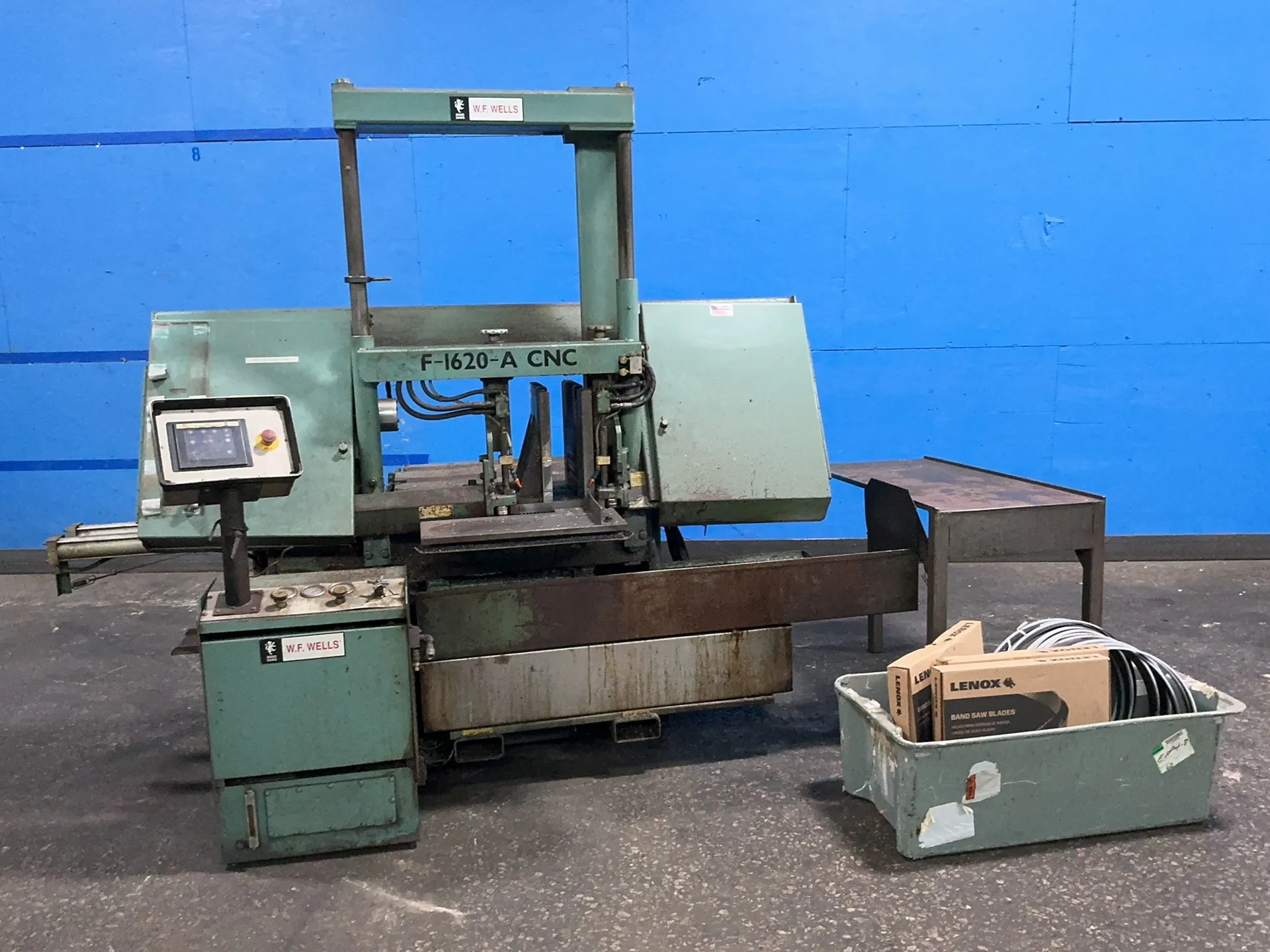 W.F. Wells #F-1620-A-CNC, horizontal band saw, 1-1/4" x .04" x 15' blade, 29.5 A