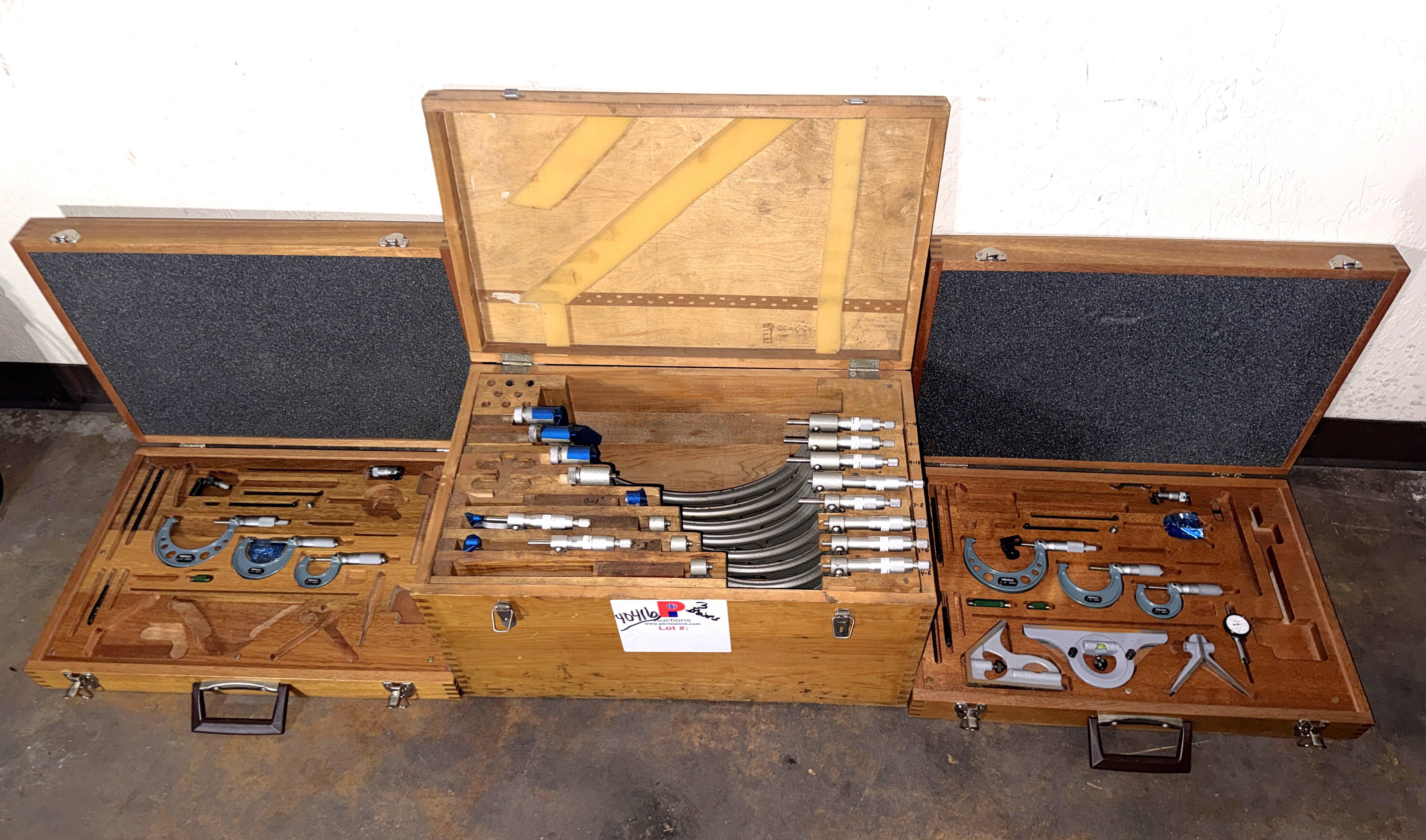 Section w/ (16) Mitutoyo and Chaun outside dimension Dial Micrometers