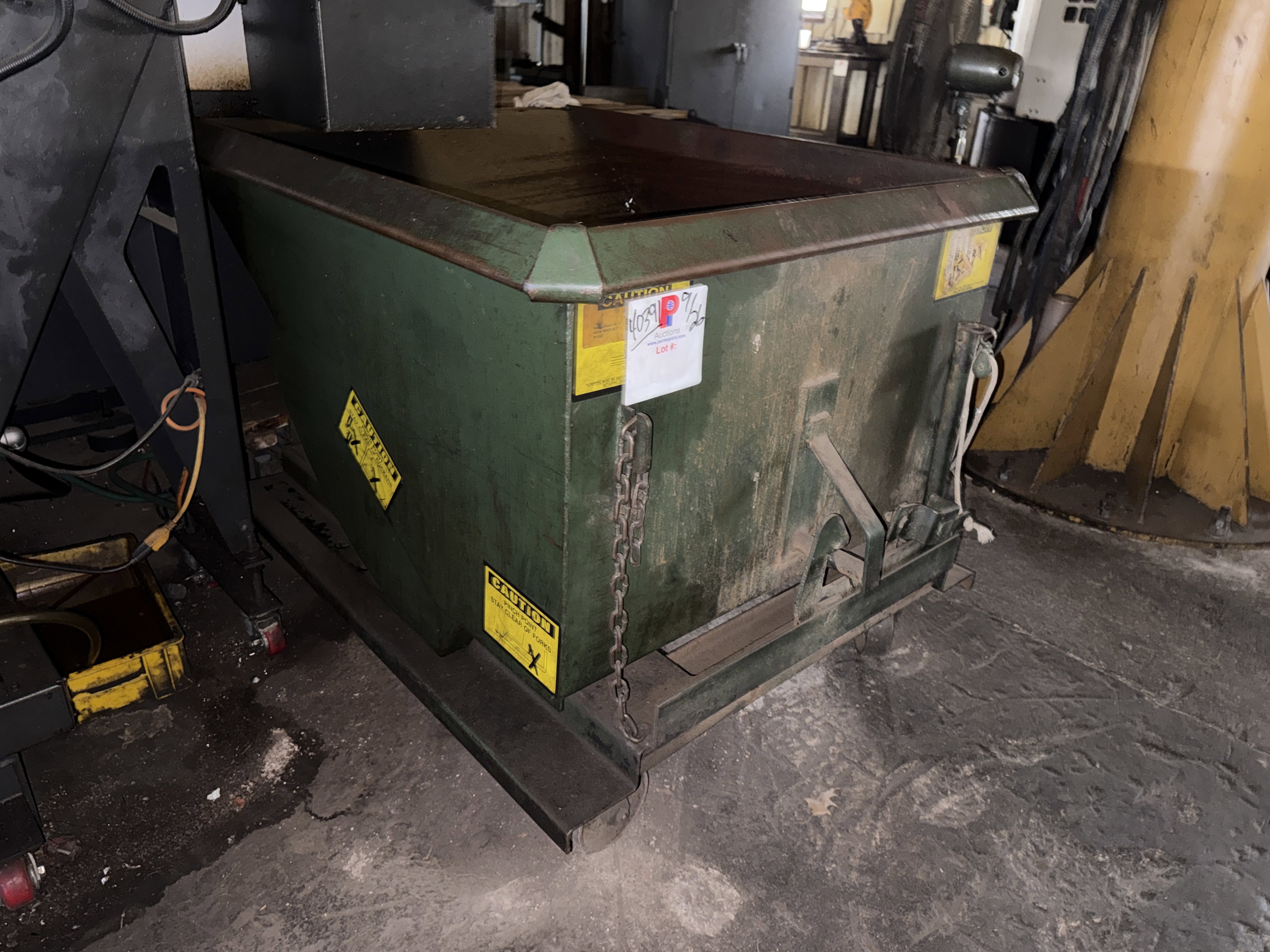 3 - 4 Cu. Yd. Rolling Self-Dumping Metal Hopper