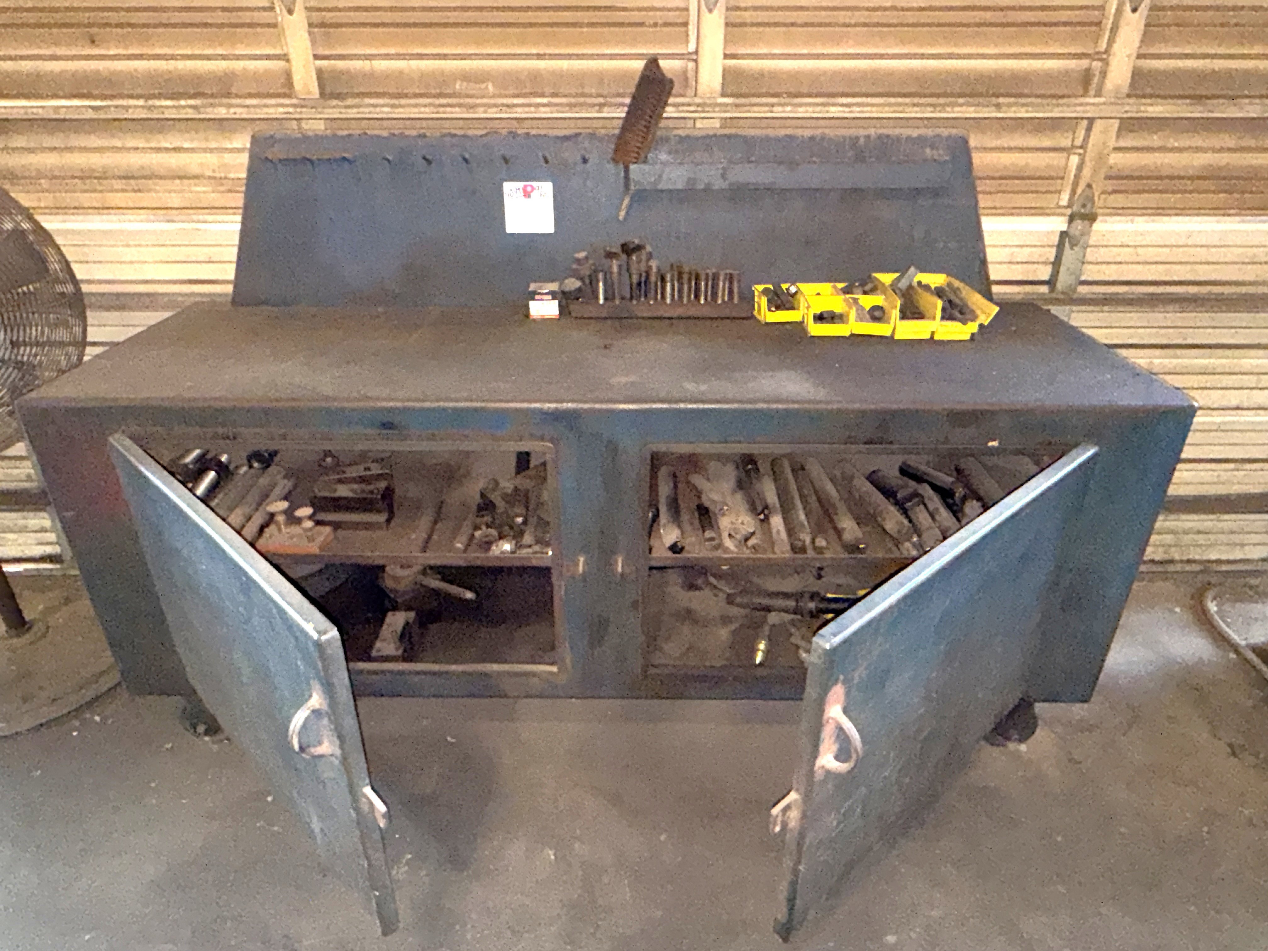 8' x 2.6' x 3.6' Metal Rolling Tool Cabinet and Work Bench w/ Lathe Tooling Contents