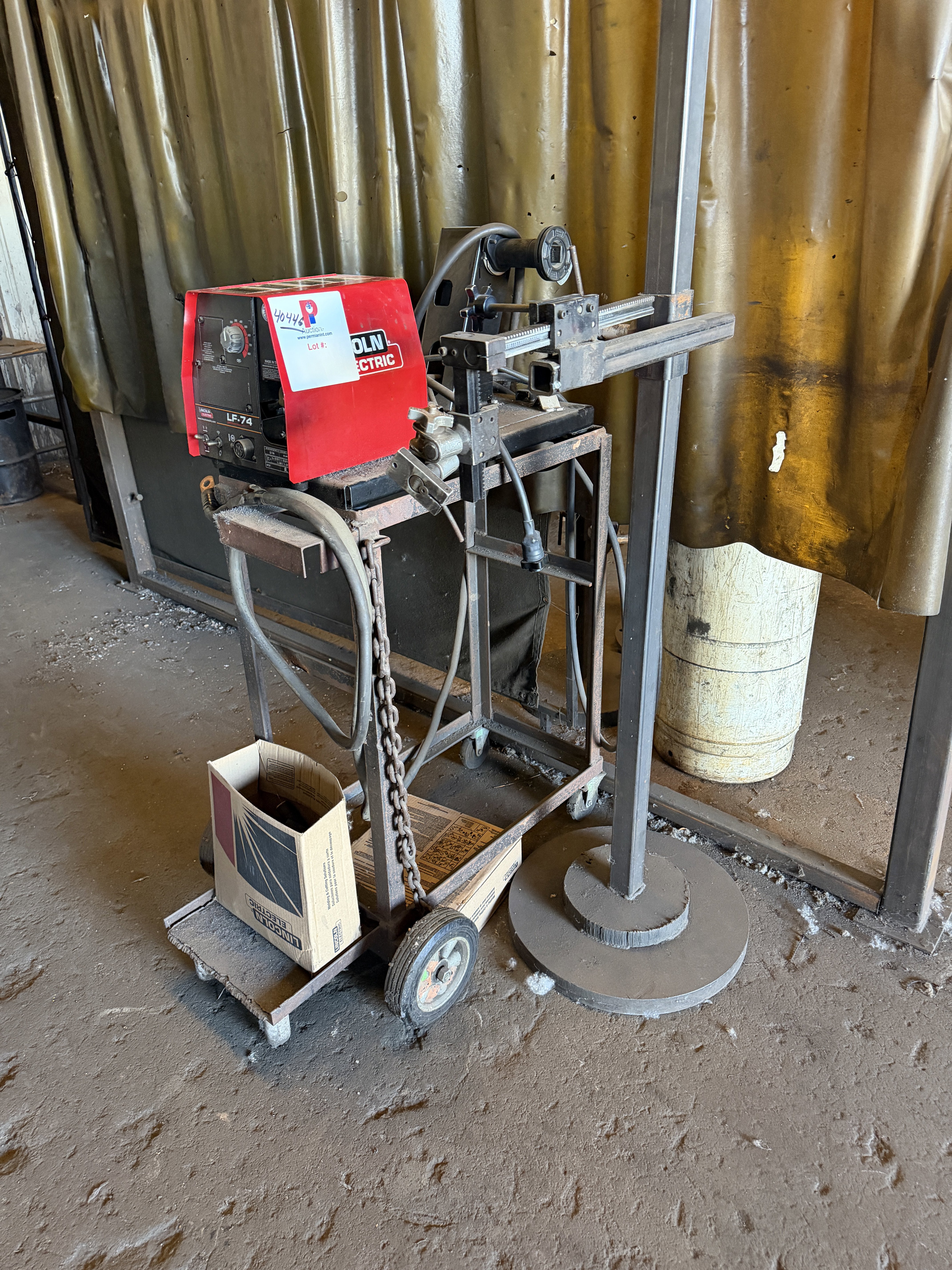 Lincoln Electric #LF-74, Wire Feed Machine, w/ Bug-O track support stand