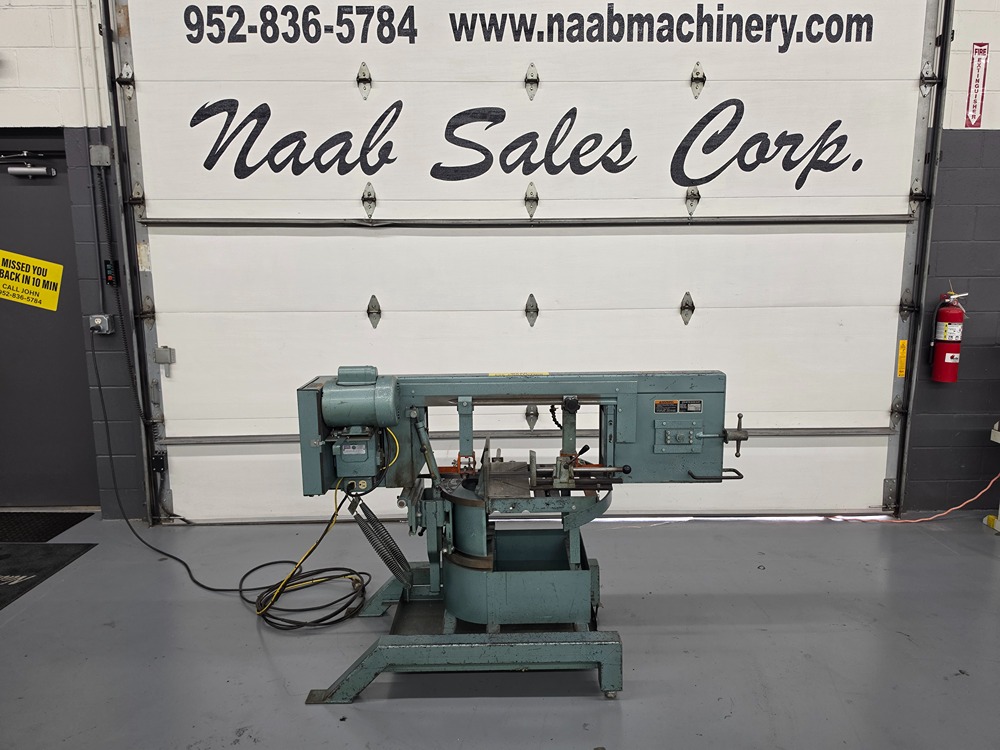 11" x 10" Ellis #1800, Miter Band Saw, 132" x 1" x .035" blade, 70/135/250 FPM, 50° miter, air cooling, 1