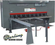1/4" x 12' Cincinnati #250HS12, heavy duty hydraulic, front operated power back gauge w/indicator, automatic