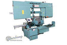 24" x 20" W.F. Wells #H-2024HA-CNC, fully automatic w/shuttle type barfeed horiz.twin post, 10 HP, new